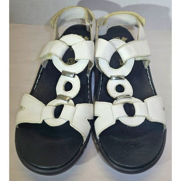 Rieker Womens White Leather Sandals With Adjustable Straps & Ring Detail size 11 - Picture 3 of 13